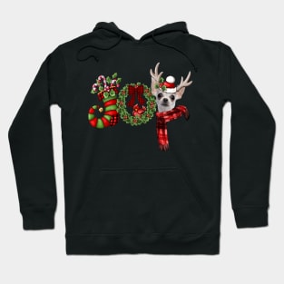 Christmas Joy Dwarf Stocking Reindeer White Chihuahua Hoodie